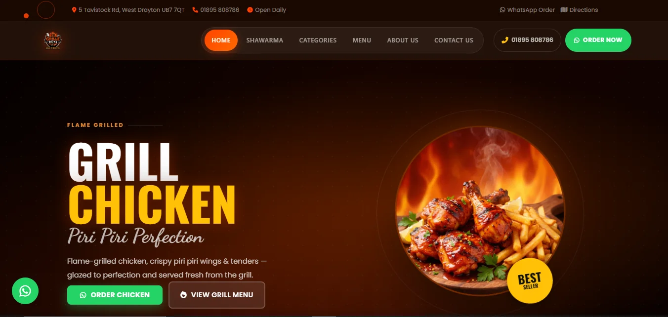 Grille Boys Restaurant Website — WordPress by DevFlare Agency